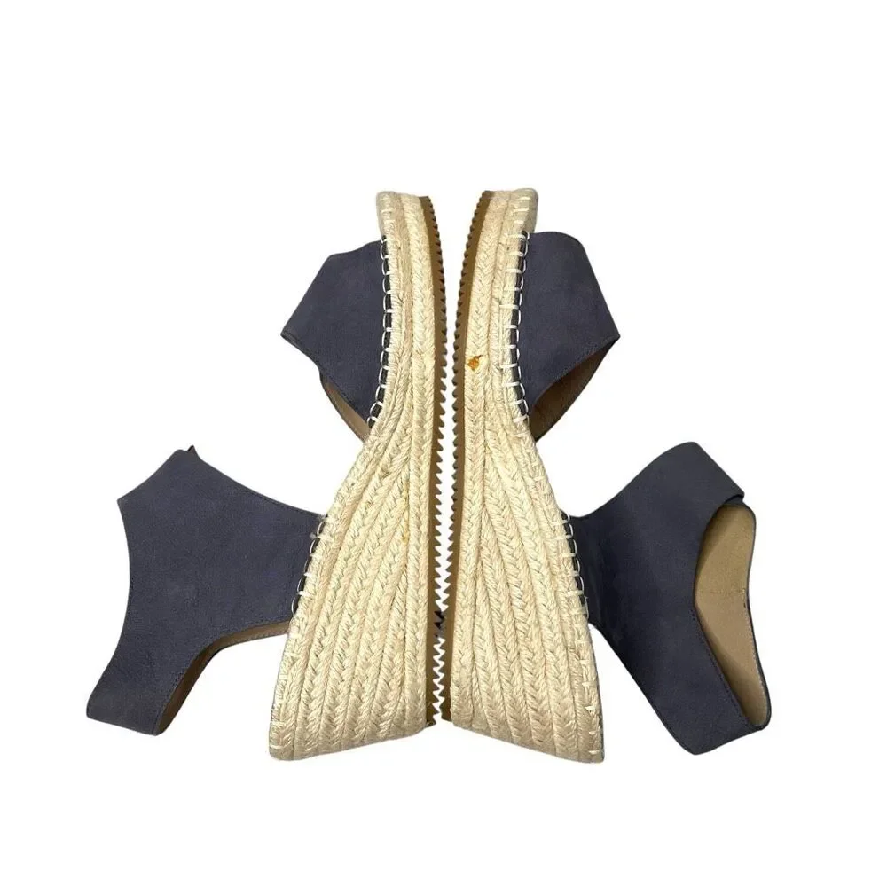 Eileen Fisher Weslia espadrille leather wedge Heels sandals‎ Size 10 blue